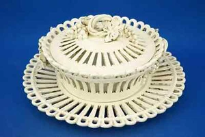 ANTONIBON NOVE Centerpiece and bonbon tray 19th Perforated ceramic Grapes Italy - Picture 1 of 24