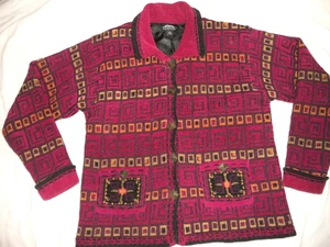 VINTAGE Damen Pullover/Jacke-ISELANDIC DESIGN-lila geometrisch künstlerisch gefüttert-M - Bild 1 von 3