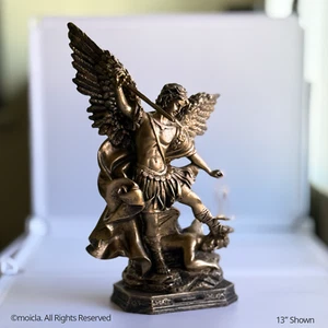 St. Michael Archangel Resin Statue - 13" Catholic Figurine, San Miguel Arcangel - Picture 1 of 5