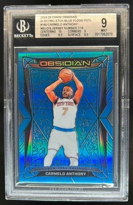 Grabado eléctrico Obsidian Carmelo Anthony 2023-24 Blue Flood FOTL #7/16 BGS 9 Foto 1 de 2