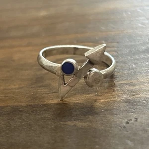 Anillo flecha piedra azul plata de ley 925 tamaño 7 2,17 gramos - Imagen 1 de 6