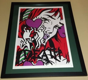 DEATH NYC ltd ed LG signed framed art print 45x32cm Roy Lichtenstein x Haring - Picture 1 of 2