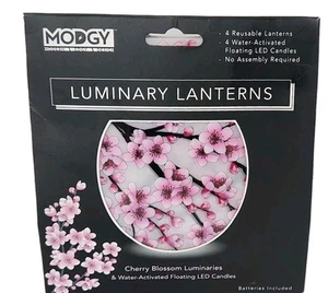 Modgy Cherry Blossom Luminaries Lanterns 4 ct w/Floating LED Candles - Bild 1 von 10