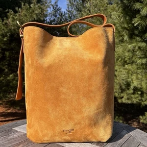 Margot New York Kaye Bucket Tote Wildleder Leder Schultertasche Butterscotch hellbraun - Bild 1 von 10