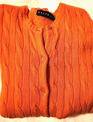 Cárdigan naranja Ralph Lauren etiqueta negra suéter de cachemir Foto 1 de 4