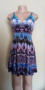 BlackMilk Schmetterling Tinte Samt Träger Mini Fit & Flare Kleid Größe Small - Bild 1 von 8