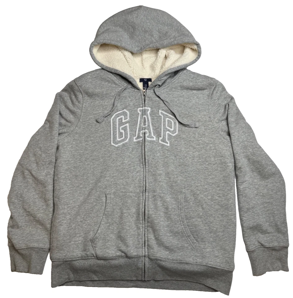 Gap Kids Girl's Sherpa Lined Full Zip Hoodie Jacket Grey XL - Image 1 of 4