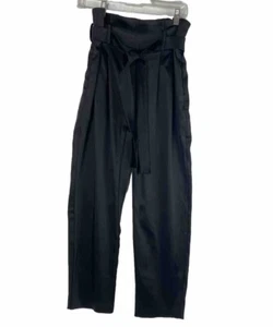 Amanda Uprichard Tessi Pants Women's Large Black Belted High Rise Straight Leg - Picture 1 of 9