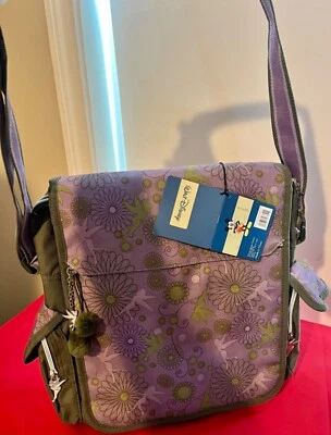 Tinkerbell 迪士尼 Skyway 邮差包 紫色和绿色 可调肩带 — 第 1/4 张图片