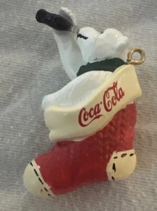 Coca-Cola White Mini Polar Bear Stocking Ornament Coca-cola - Picture 1 of 3