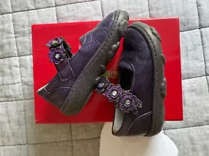 POM D'API COOKIE BABY FLOWERS baby girls leather walking shoes UK 5 EUR22 purple - Picture 1 of 7