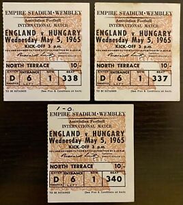 1965 England Vs Hungary Match Ticket Set of 3/ Jimmy Greaves Goal English Legend