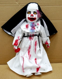 Handmade by Artist- Bloody Zombie Clown Nun Doll - 17 inches tall- Porcelain - Picture 1 of 8