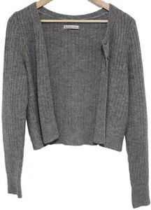 Womens Abercrombie & Fitch Grey Gray Knit Long Sleeve Cardigan Sweater Sz Medium - Picture 1 of 6