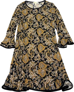 NEU Michael Kors Damen schwarz Ringelblume Langarm Paisley Etuikleid - M - Bild 1 von 4