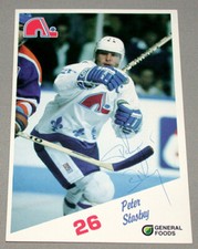 NHL Quebec Nordiques Peter Stastny Signed General Foods Hockey Postcard  LOA