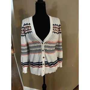 Pendleton Linen Blend Southwest Aztec Print Lightweight Cardigan Sweater Small - Picture 1 of 13