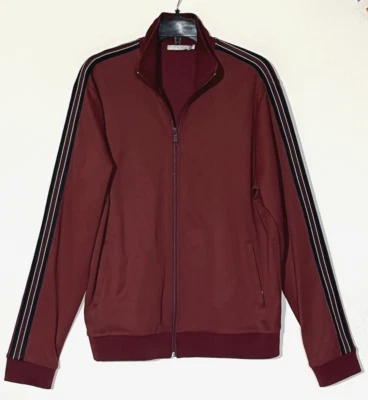 Chaqueta Jersey Vince Borgoña Oscuro Cremallera Completa Manga Rayas Talla M Foto 1 de 4
