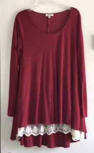 Umgee Boutique Para Mujer S Pequeña Roja Beige Marfil Encaje Linda Otoño Túnica Top Camisa - Imagen 1 de 1