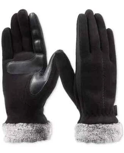 Isotoner Signature Faux-Fur-Cuff Womens Fleece Gloves Black - Picture 1 of 1