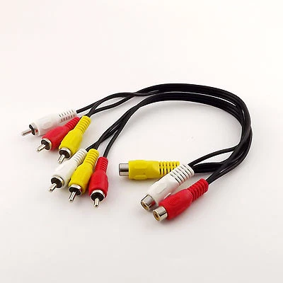 1pcs 3 RCA Female Jack to 6 RCA Male Plug Splitter Audio Video AV Adapter Cable - Image 1 of 4