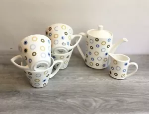 Steelite Nick Munro Teapot Milk Jug & 4 Mugs Set England Tea Coffee - Picture 1 of 7