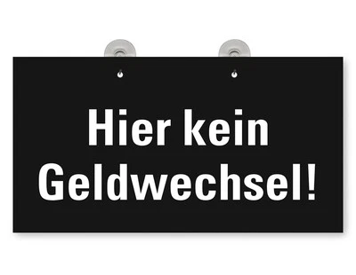 AVERPA.COM Türschild Fensterschild "Kein Geldwechsel" Schild mit 2 Saugnäpfen