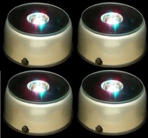 4 x 3D Laser crystal ROTARY 4 Color 3 Inch Light Stand Bases - Picture 1 of 2