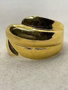 BEAUTIFUL Solid 18K Yellow Gold DOME Style 14.8mm wide Band Ring 3.6gr Size 8.75 - Picture 1 of 23