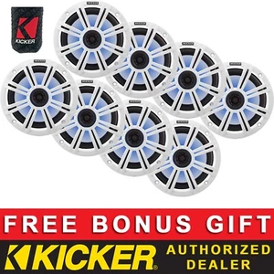 KICKER OEM REPLACEMENT 8" COAXIAL BOAT/MARINE LED SPEAKERS 4OHM WHITE 4 PAIRS - Picture 1 of 5