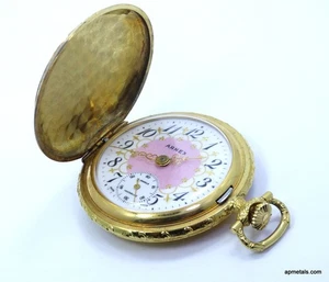 Reloj Bolsillo Vintage ARNEX Suizo 17J Cuerda Manual Filigrana Placa Oro 18k 46.6mm - Imagen 1 de 10