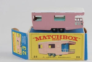 Matchbox RW 23D Trailer Caravan rosa frühe Gußform perfekt in top "E3" Box - Picture 1 of 10