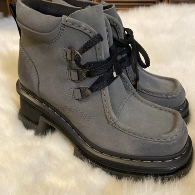 Dr. Martens Corran 3I 3-Eye Suede Heeled Boots Women’s Size 7 Grey Wednesday NEW - Image 1 of 4