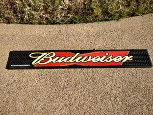 BUDWEISER Rubber Bar Rail Runner Spill Mat 23.5" x 3.5” Size - Picture 1 of 4