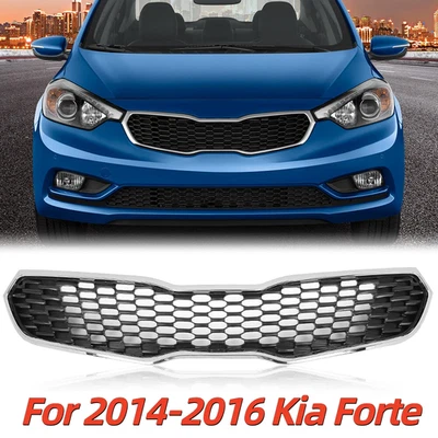For Kia 2014 2015 2016 Forte Forte5 Front Bumper Upper Grill Grille Chrome&Mesh - Image 1 of 4