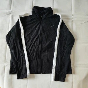 Vintage Nike Black Windbreaker Running White Swoosh Full Zip Jacke Damen Gr. L - Bild 1 von 6