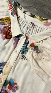 Free People Women’s Meadow Lark Floral Oversized Button Down Ivory Small Blouse - Picture 1 of 12