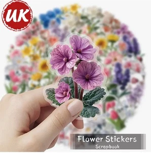 50 Pcs Garden Flower Floral Vinyl Self Adhesive Stickers Pack Scrapbook Laptop - Picture 1 of 5
