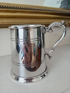 Vintage Silver Plate Tankard. Hallmarked FH And S. Size 11.5cm Tall. - Picture 1 of 6