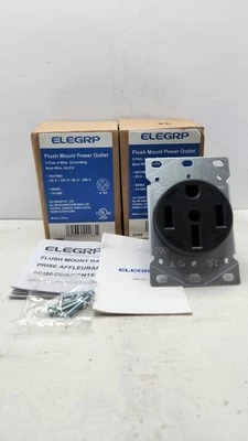 ELEGRP 2106S 50A 125/250V 3-POLE NEMA 14-50R FLUSH MOUNT POWER OUTLET 2 PACK ✅️ - Image 1 of 3