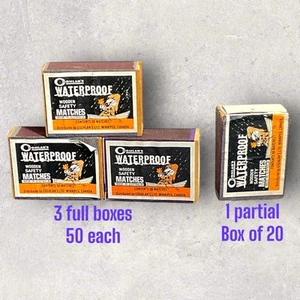 Vintage Coghlan's Waterproof Wooden Safety Matches 3 Boxes of 50 & 1 Partial 20 - Picture 1 of 2