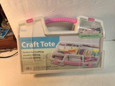 Bolso organizador artesanal de doble cara de plástico transparente artesanías joyería costura álbum de recortes Foto 1 de 4