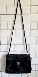 SALVATORE FERRAGAMO Vintage Black Leather Small Shoulder Purse Classic Gold... - Picture 1 of 13