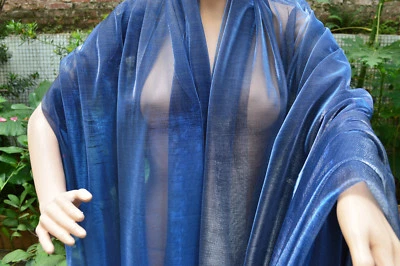 M24 Royal Blue Silver Metalli Iridescent 2Tones Stretch Mesh Net Fabric Material - Image 1 of 4