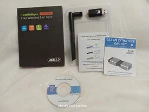 1200 Mbps 11ac Wireless Lan Card 2.4G/5.8G USB3.0 - Picture 1 of 4