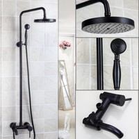 Black Oil Rubbed Bronze Bathroom Rainfall Shower Faucet Set Tub Faucet Mixer Tap