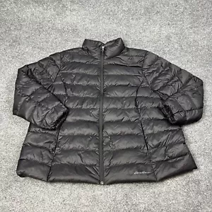 Eddie Bauer Jacket Womens 3X Black Full Zip Down Filled Lightweight FLAW - Picture 1 of 15