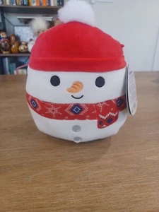 NWT Squishmallow 8" MANNY The Snowman With Red Scarf Christmas Holiday 2023 - Picture 1 of 4