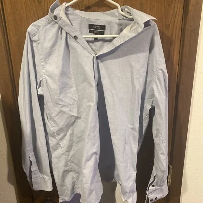 Hombre Grande Adulto APT. 9 Elástico Calce Ajustado 16.5 34/35 Azul Vestir Largo Abotonado Foto 1 de 4