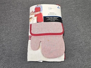 Mainstays Kitchen Accessory Set 4 Piece Apron Towel Oven Mitt Potholder Red - Picture 1 of 5